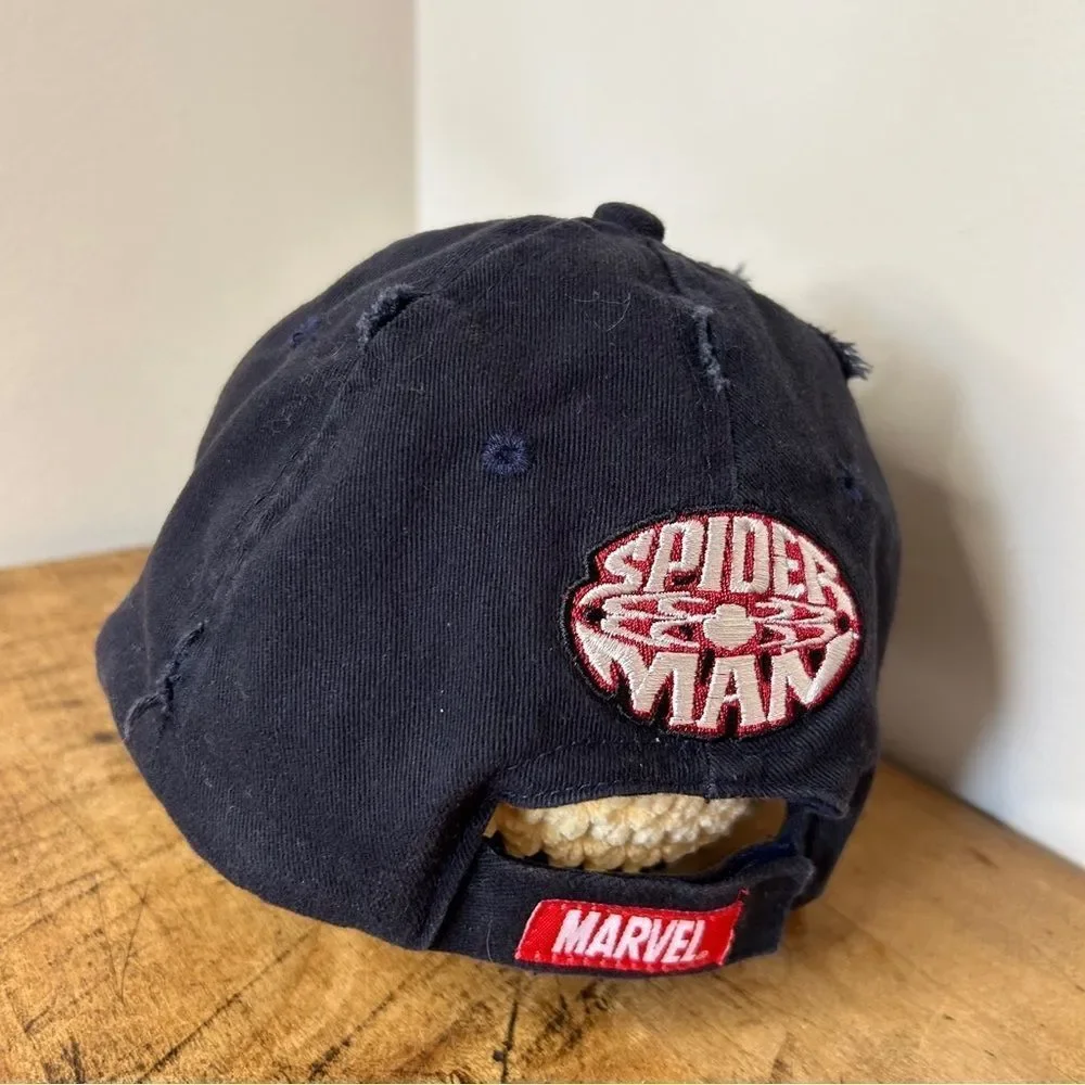 Marvel Spiderman Distressed Hat Navy Blue Red Baseball Cap Child O/S adjustable
